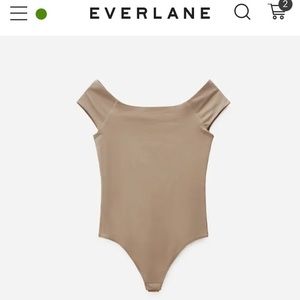 The off the shoulder bodysuit in Clay by Everlane in a size medium